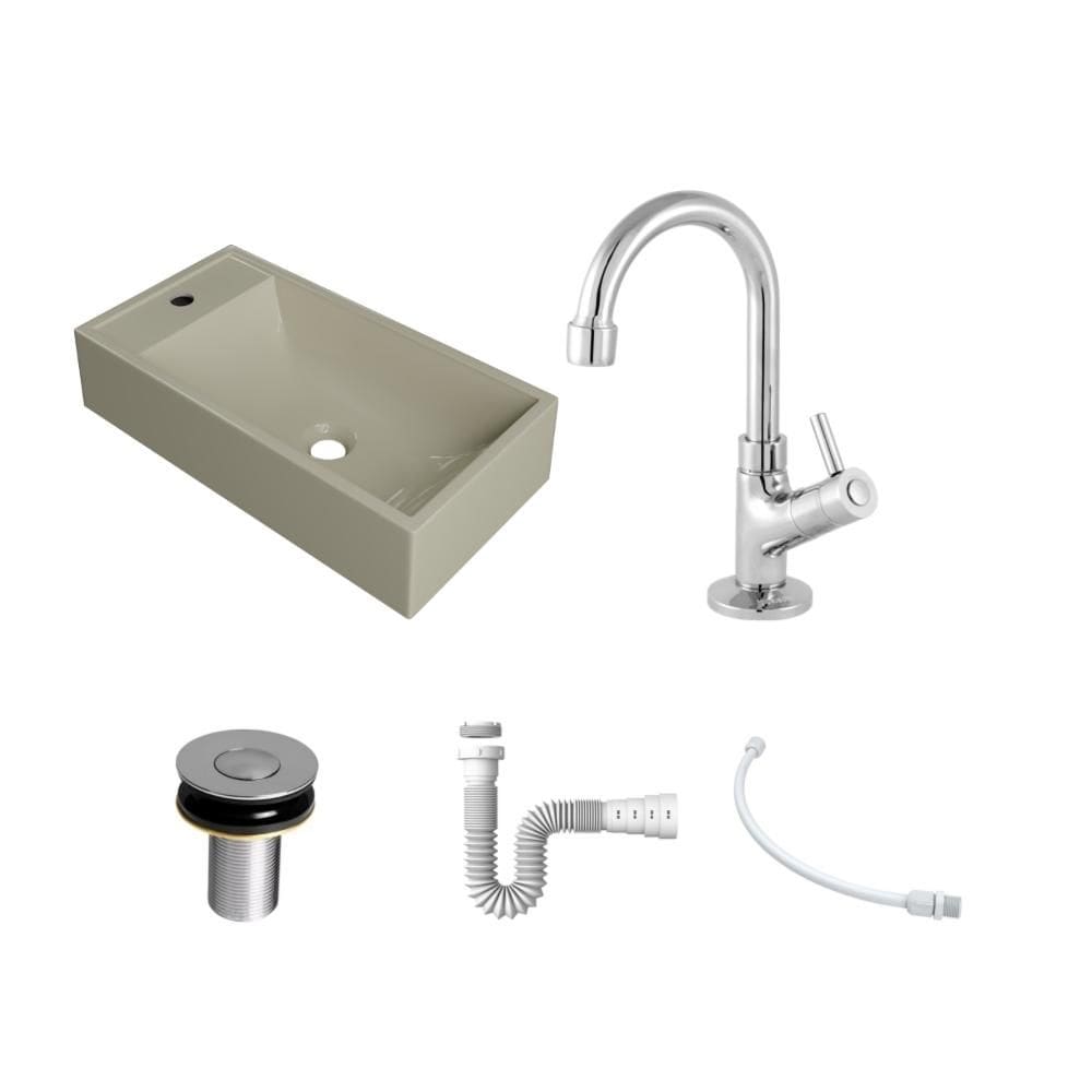 Kit Cuba RL545 C/Torneira 1198 Metal + Válvula Click 1``B (2,6cm) + Sifão Pvc + Flexível