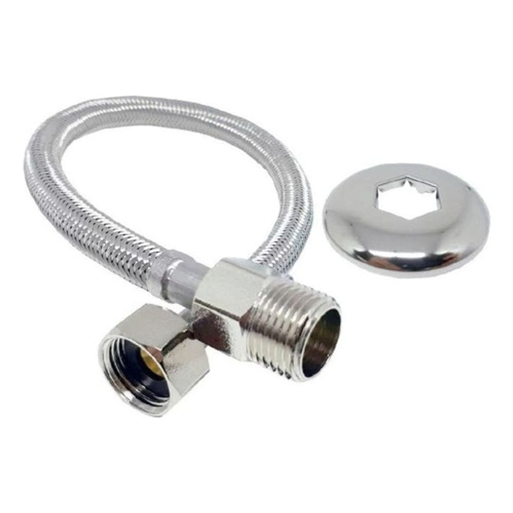 Ligação flexível engate aço inox mxf 1/2 água quente fria 2m
