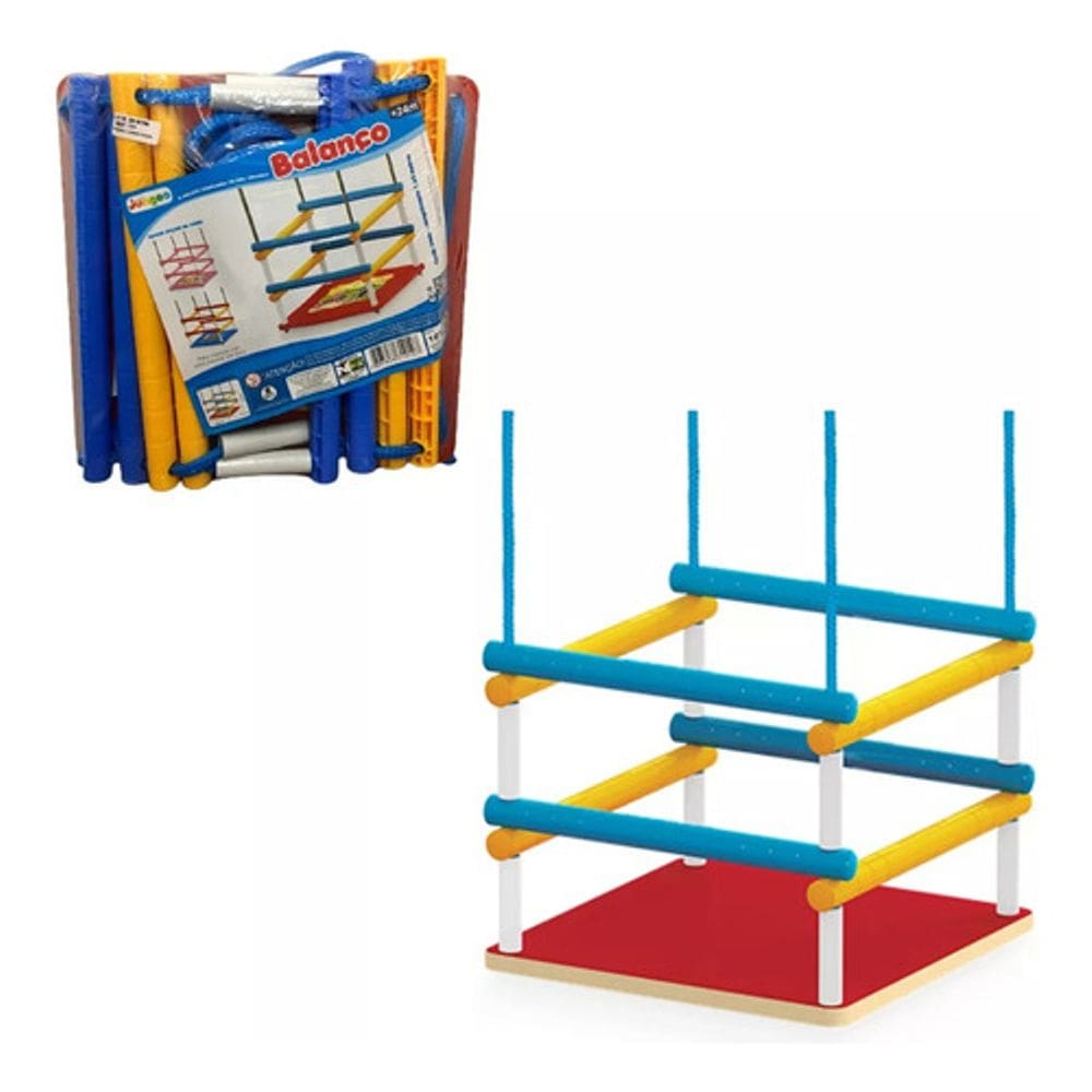 Balanço madeira mdf infantil assento vermelho 35kg junges