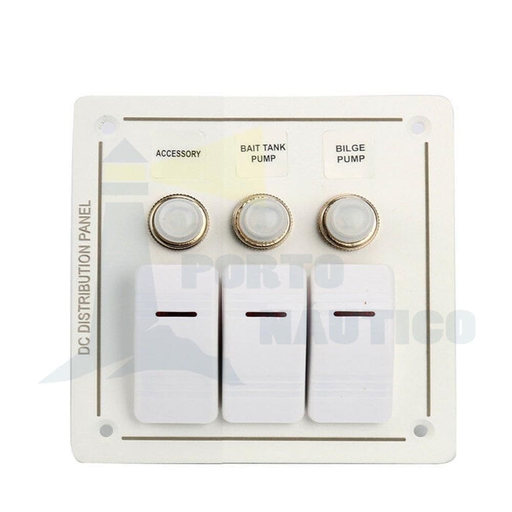 Painel Elétrico 3 Botões LED 12/24V Branco Com Proteção