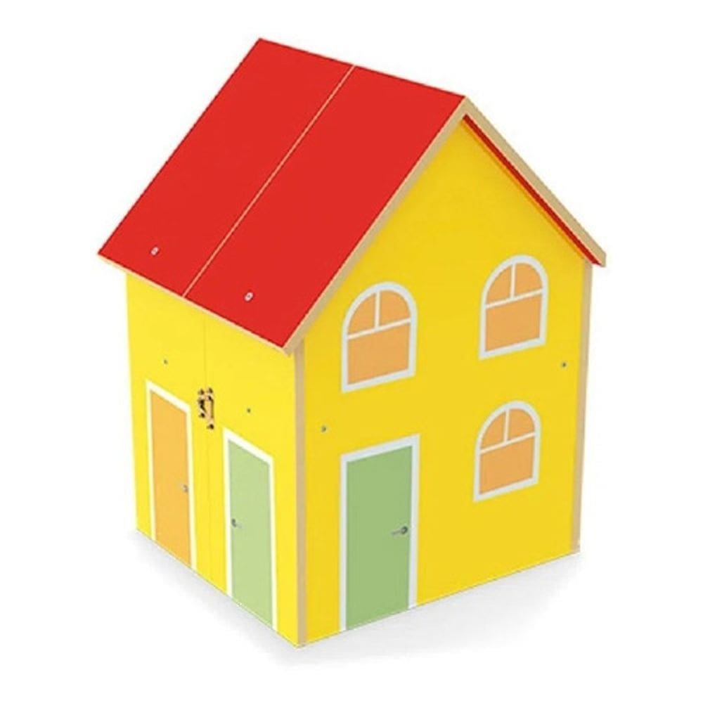 Casinha infantil yellow house c/ móveis madeira 27cm junges