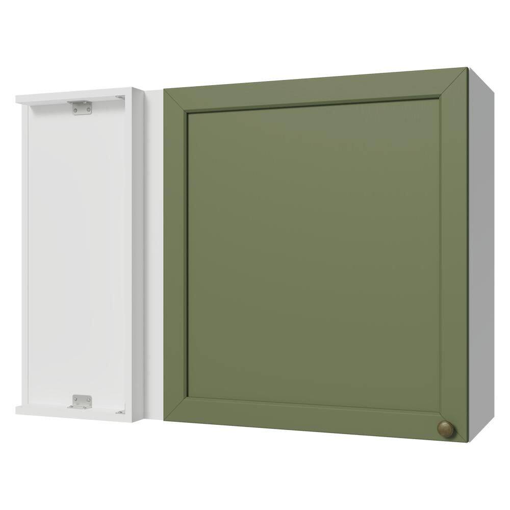 Armário Aéreo de Canto 1 Porta Branco/Verde Vik Madesa
