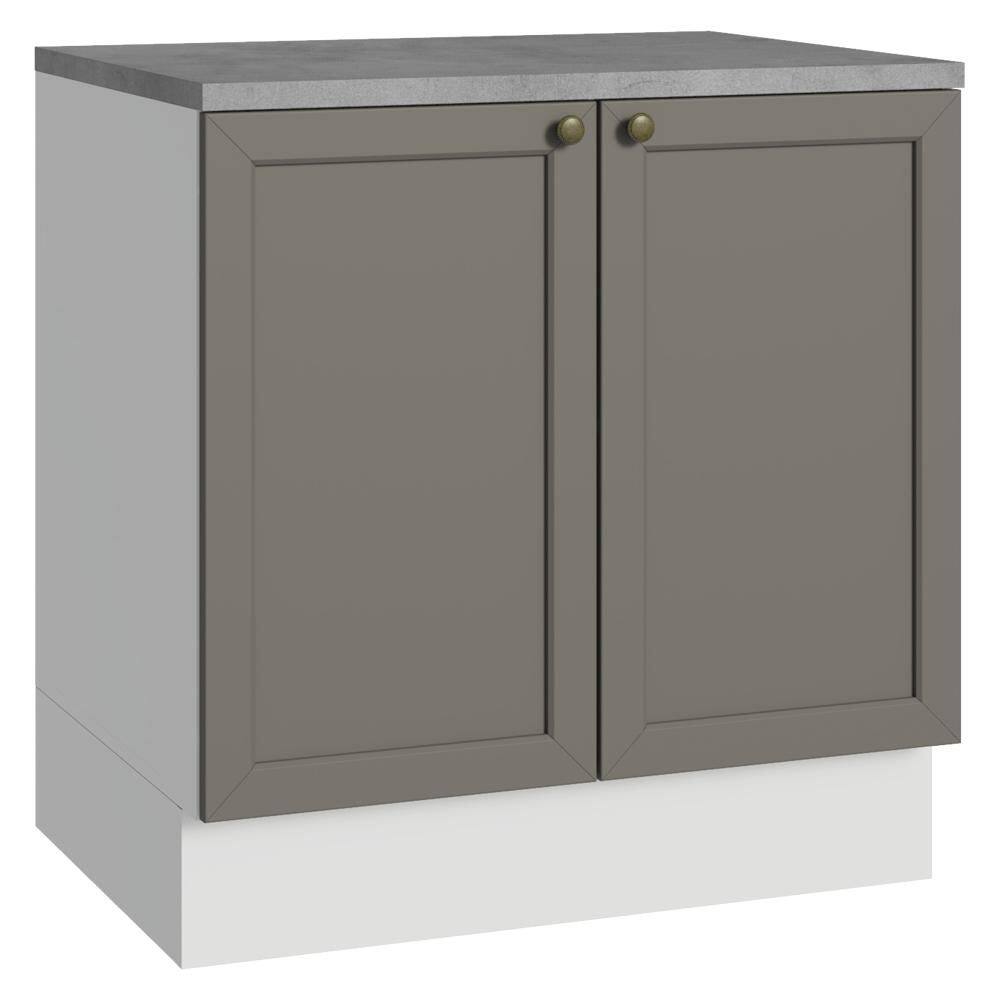 Balcão de Cozinha 80 cm 2 Portas Branco/Cinza Vik Madesa