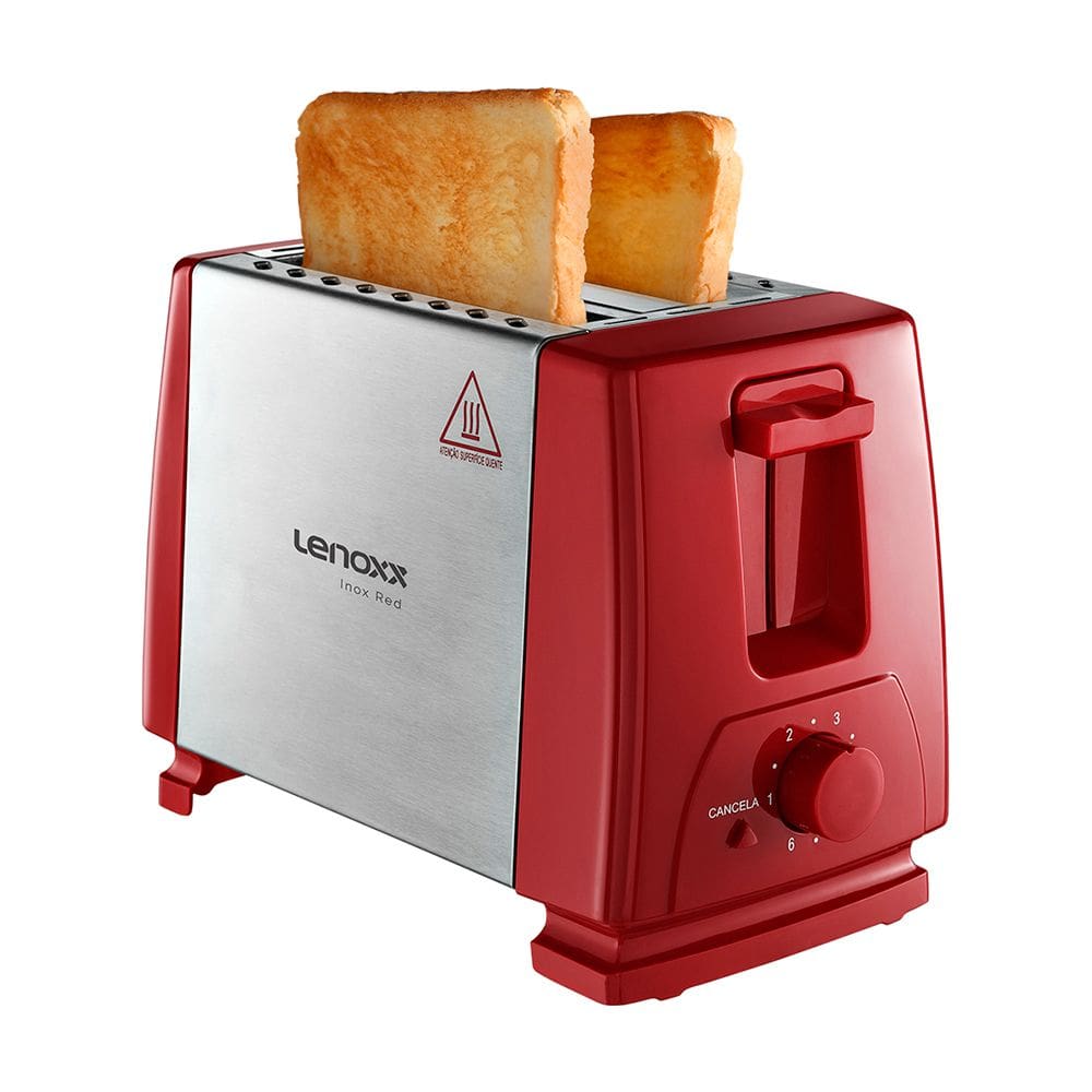 Torradeira Elétrica Lenoxx Red Fast PTR203 Inox Vermelha 127V