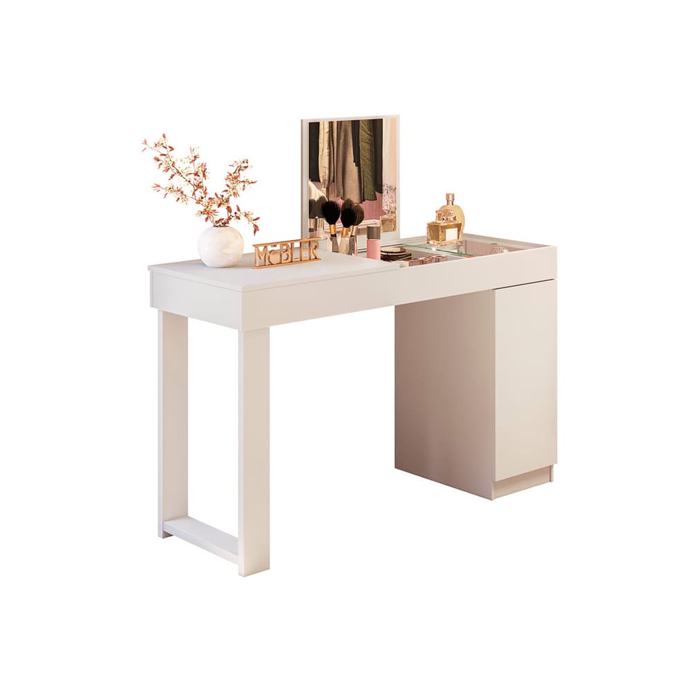Escrivaninha com 1 Porta Espelho Love Branco Fosco - Mobler
