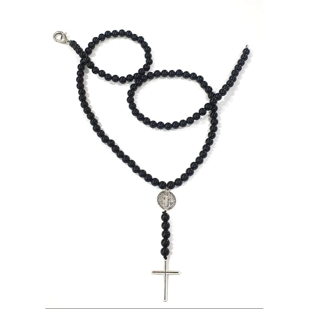 Terço Rosso Cruz / São Bento 6Mm Black