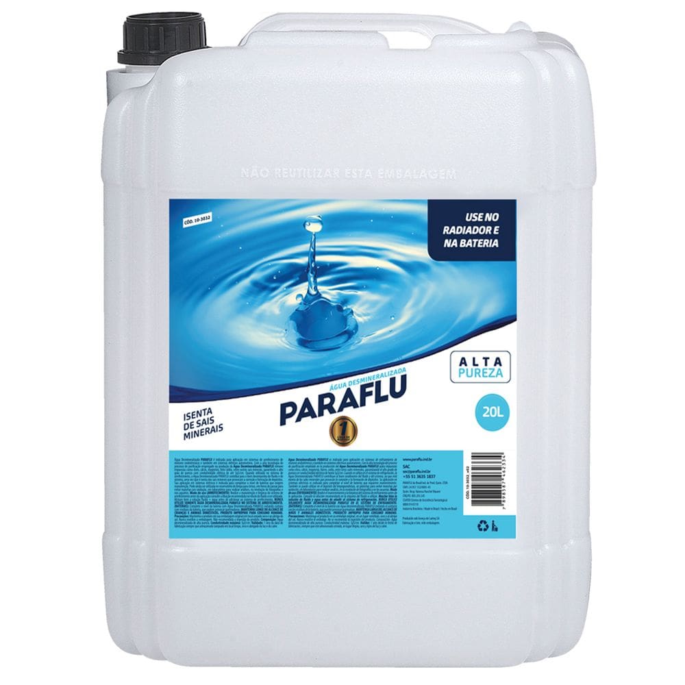 Agua Desmineralizada 20 Litros  Veiculos Leve / Pesado / Agricola / Nautico - Paraflu 10-3032