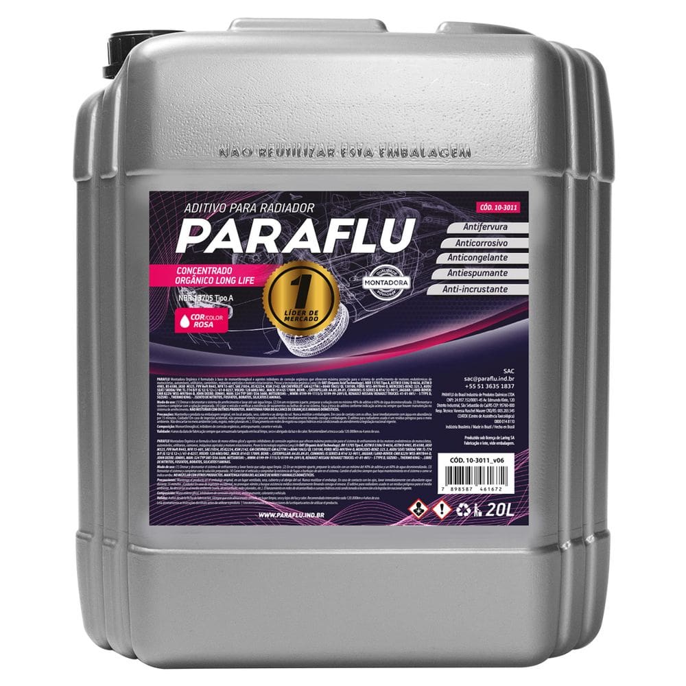 Aditivo Para Radiador Orgânico Concentrado Long Life Rosa 20 Litros - Paraflu 10-3011