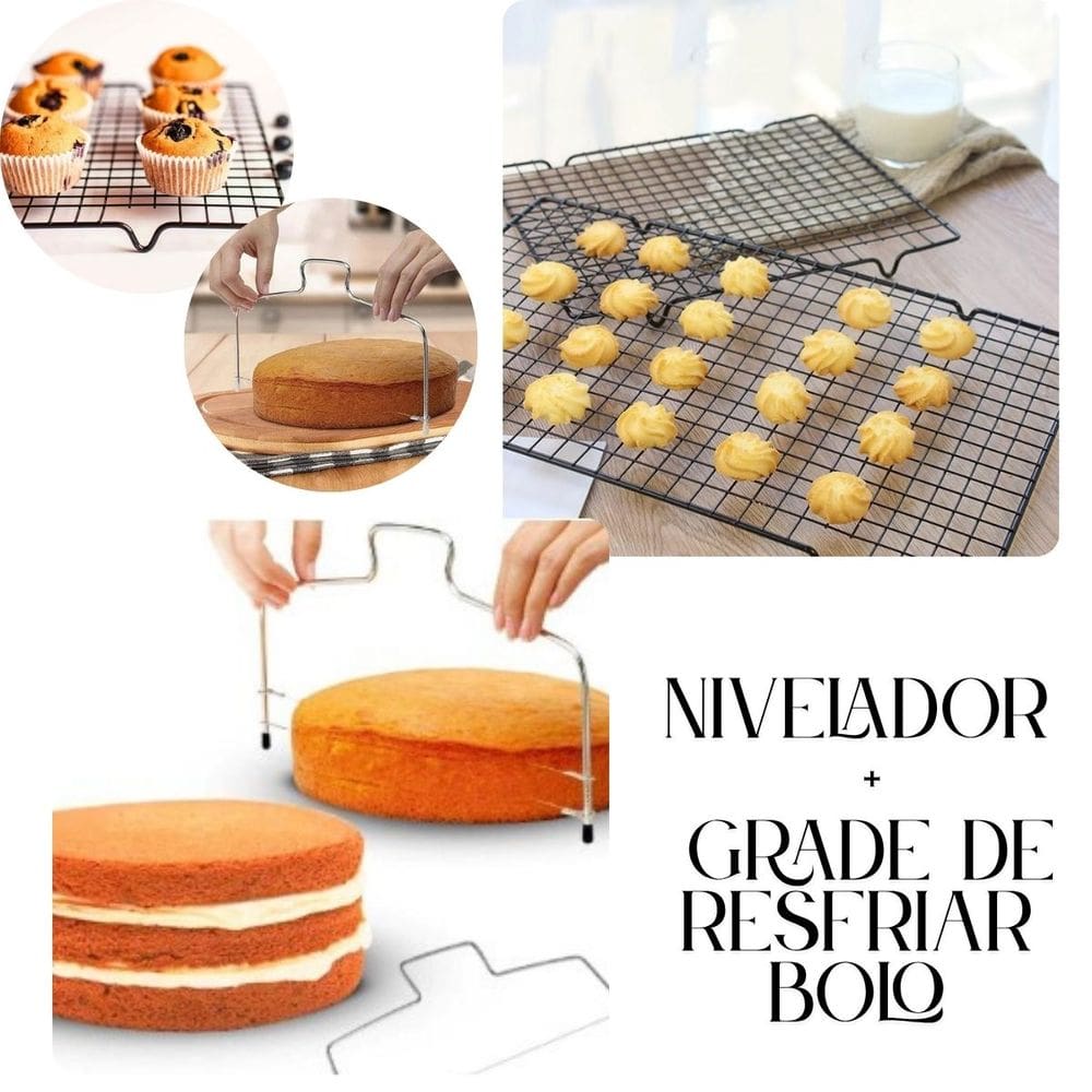 Kit Grade P/Resfriar Antiaderente + Cortador Nivelador Bolo