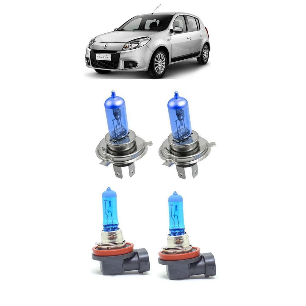 Kit 4 Lampada Branca Farol Milha Renault Sandero 2011 2013..