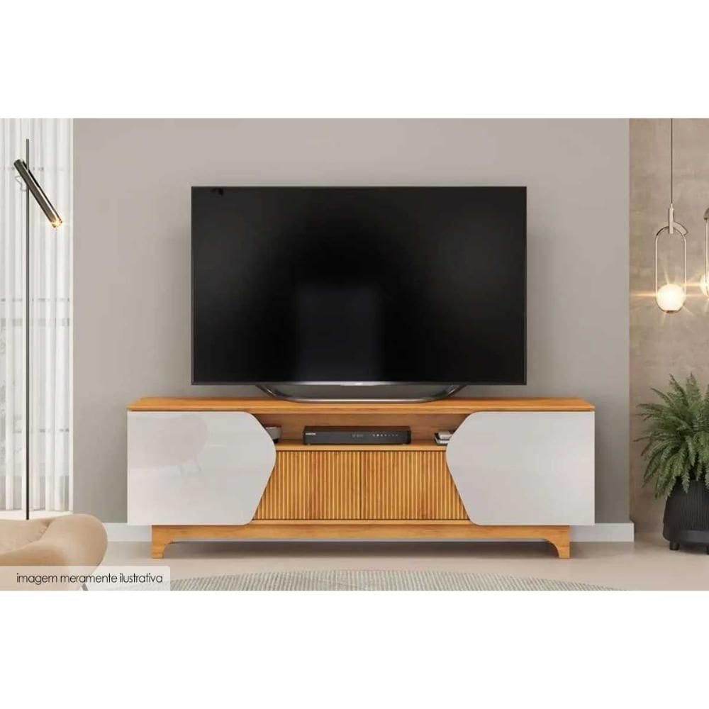 Rack Bancada p/ TV até 75 Pol Helo c/ 4 Portas Bali/Cedro - DJ Móveis