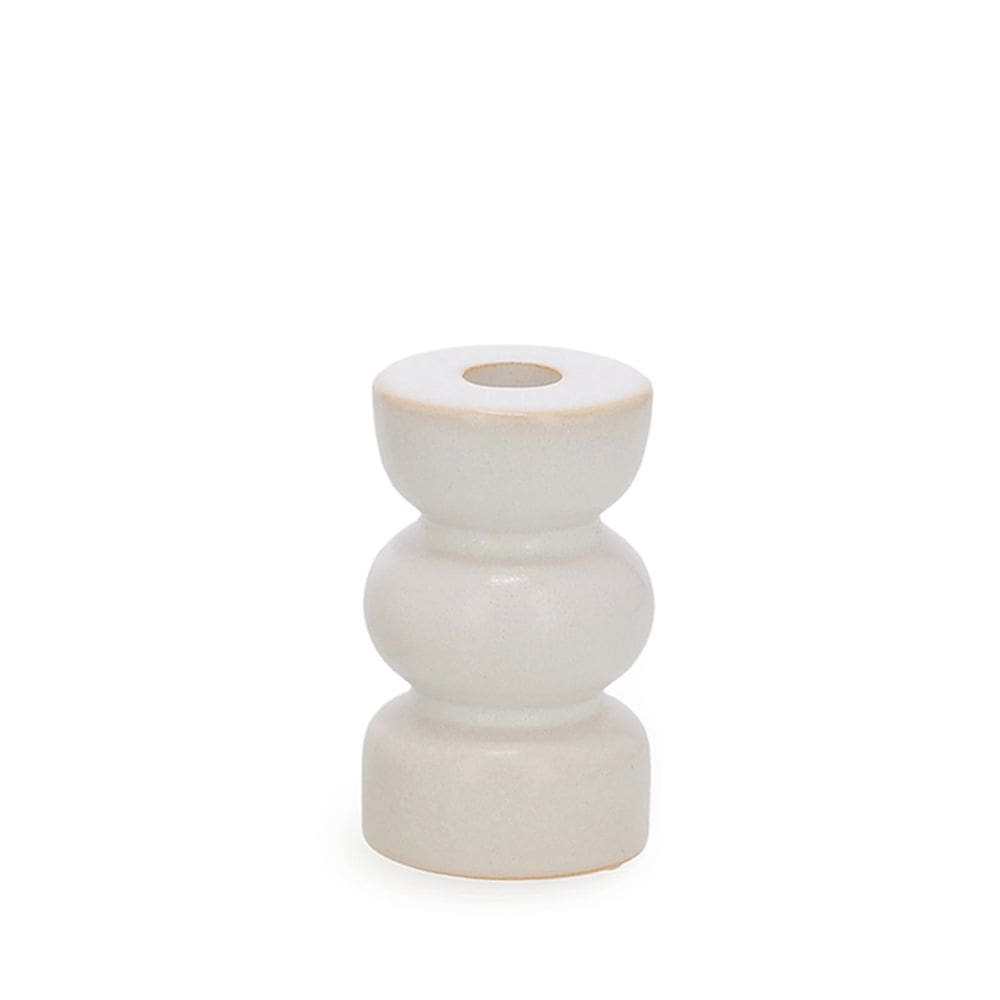 Castiçal Porta-Vela em Cerâmica Branca 11cm 19452P Mart