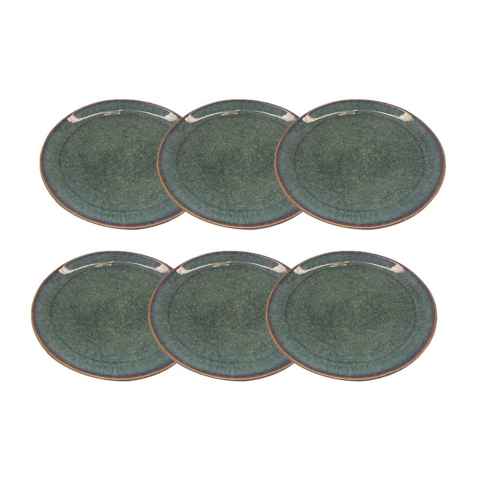 Jogo 6 Pratos Rasos em Porcelana Verde 26cm BM0008 BTC