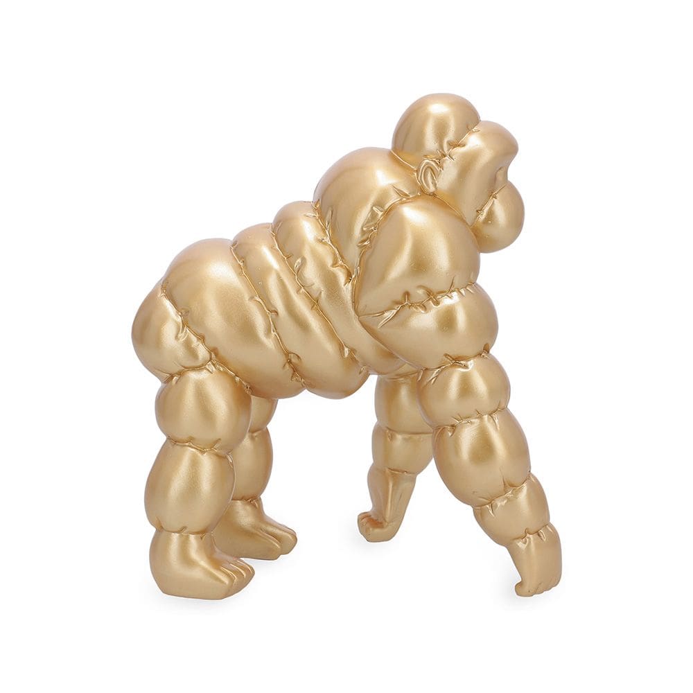 Escultura Decorativa Macaco em Poliresina Dourada 20cm 19347 Mart