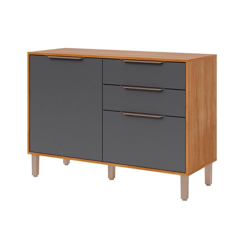 Gabinete p/ Pia Cozinha Balcão c/ Tampo Divina c/ 2 Portas e 2 Gavetas 120 cm Cinamomo/Titanium - MGM