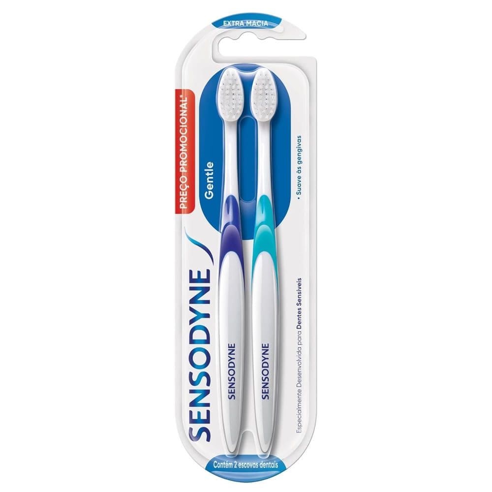 Kit Escova De Dente Sensodyne Gentle Extra Macia Dentes Sensíveis 2 Unidades