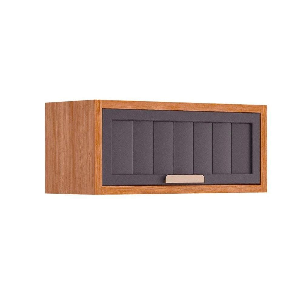 Armário de Geladeira p/ Cozinha Estela adeira c/ 1 Porta Basculante Ripada 80 cm Cinamomo/Titanium - MGM