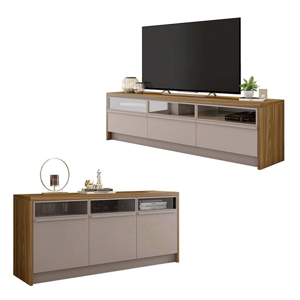 Conjunto Sala De Estar Rack Bancada Buffet Caemmun