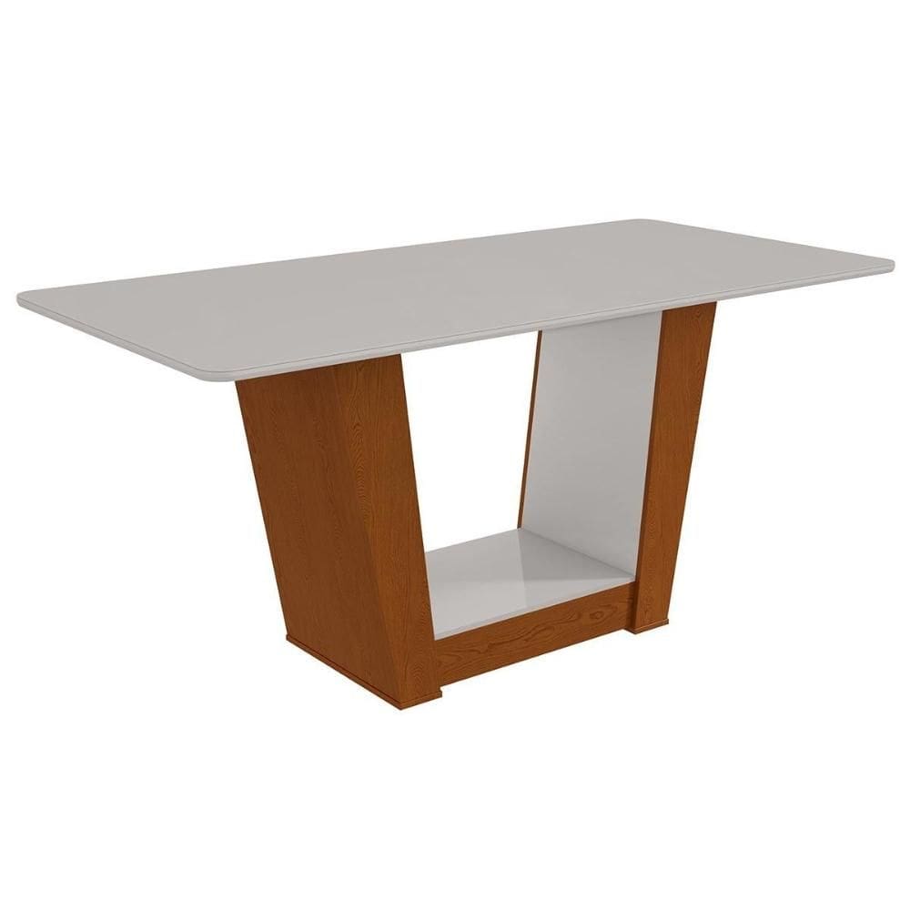 Mesa p/ Cozinha Apogeu Plus c/ Tampo Madeirado Vidro 170x90cm Frassino/Off White - Lopas