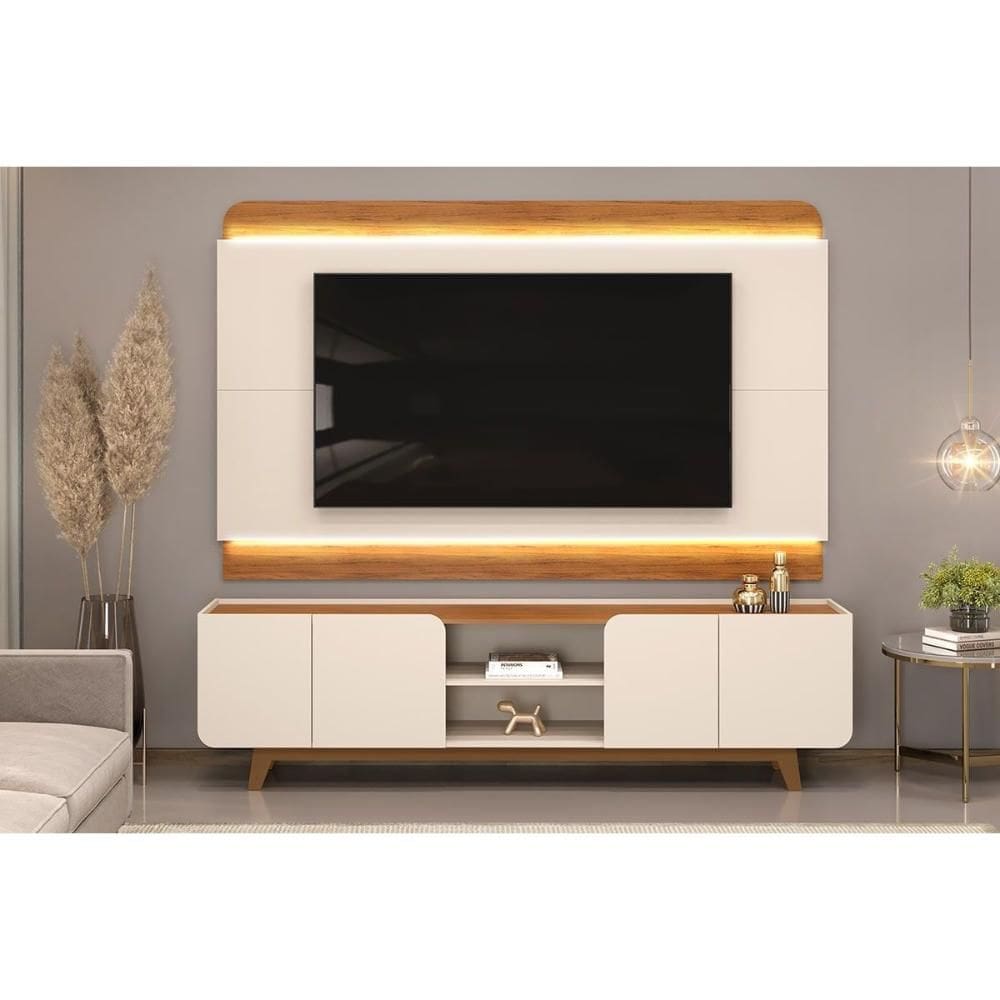 Home p/ TV até 75 Pol Nadine c/ 4 Portas 220x605cm Bali/Cedro - DJ Móveis