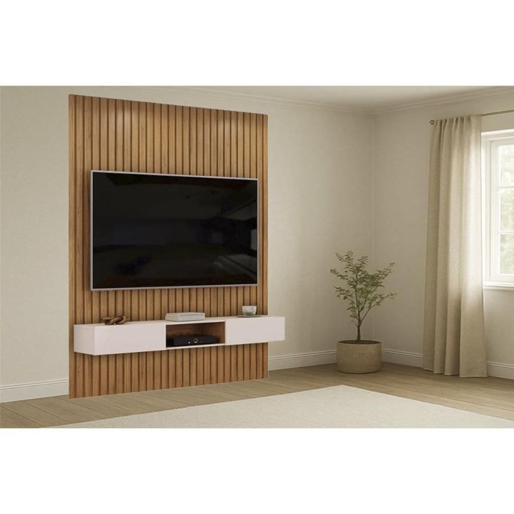 Home p/ TV Trento 183x240cm Freijo/Off White - DJ Móveis