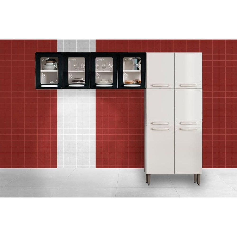 Cozinha Modulada Bertolini Evidence 3 Peças (2Aéreos+1Paneleiro) CPT50 Branco/Preto-Bertolini