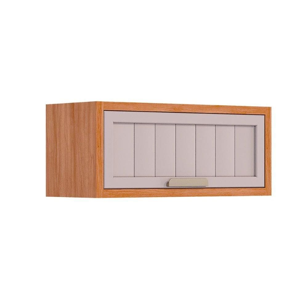 Armário de Geladeira p/ Cozinha Estela adeira c/ 1 Porta Basculante Ripada 80 cm Cinamomo/Off White - MGM