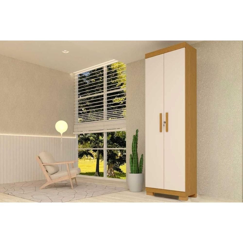 Armário Sapateira Quarto Iris c/ 2 Portas c/ Chave Cinamomo/Off White - ACP