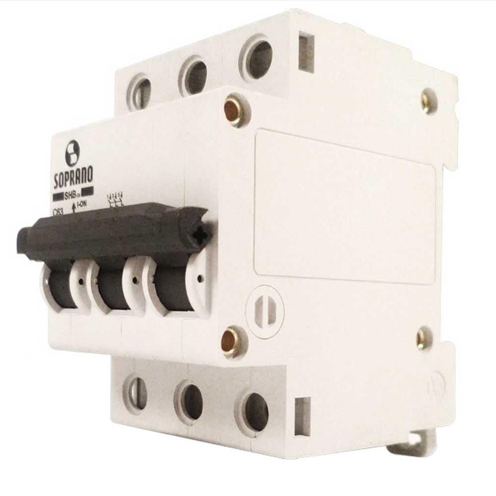 Disjuntor Soprano DIN 3P 32A SHB-GII Curva C Branco