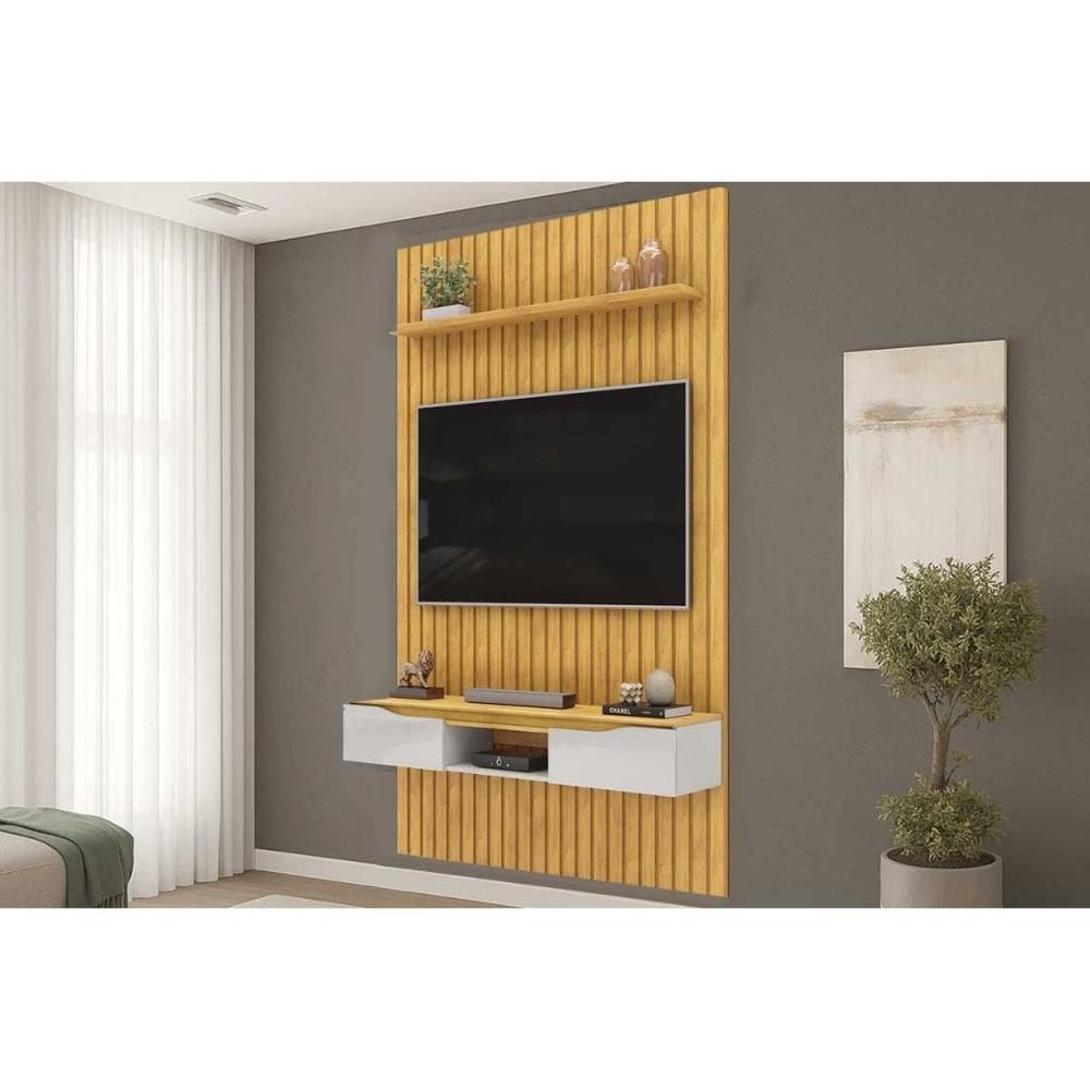 Painel Home p/ TV Isac 183x240cm Cedro/Bali - DJ Móveis