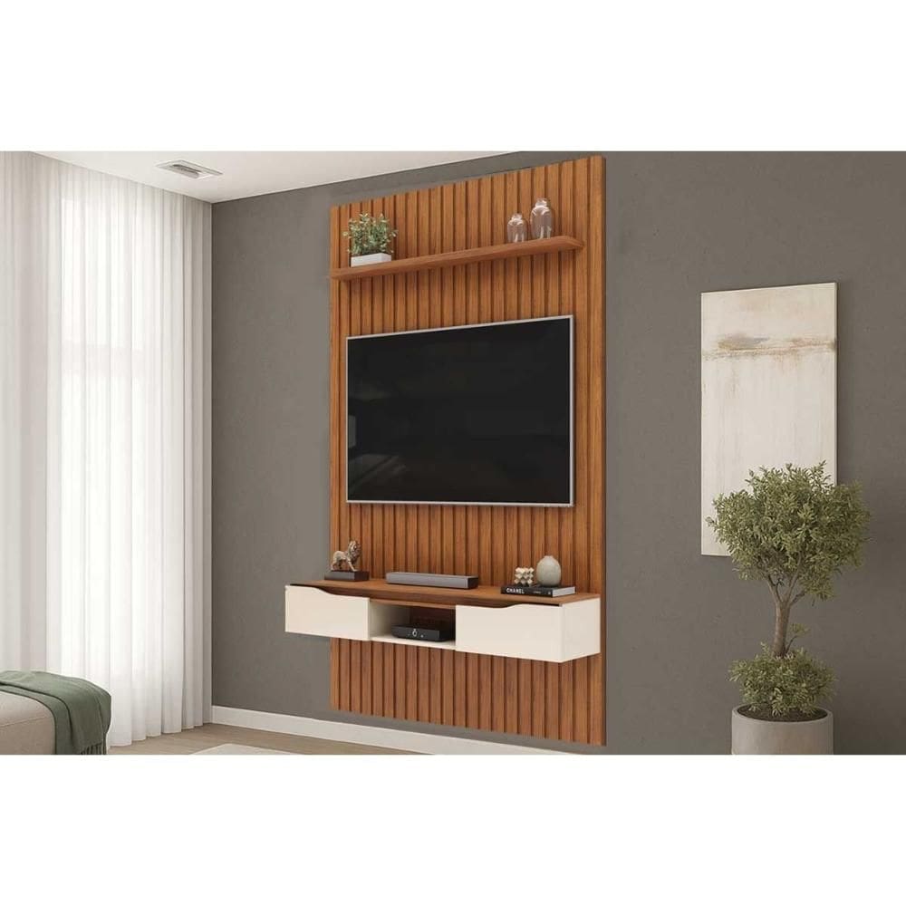 Home p/ TV Isac143x240cm Freijo/Off White - DJ Móveis