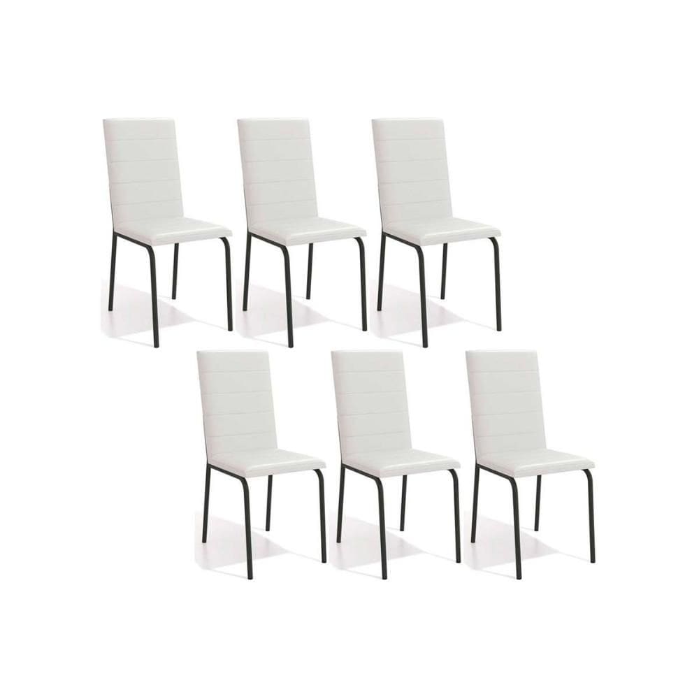Kit 6 Cadeiras Sala Jantar Amsterdã C091PRF Aço 6 Un Preto/ano Branco - Kappesberg