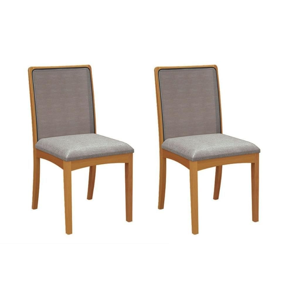 Kit 2 Cadeiras Sala Jantar Lara 2CMM009CA Premium Madeira Maciça 2 Un Carvalho/Linho Cinza/Tela Grafite - Kappesberg