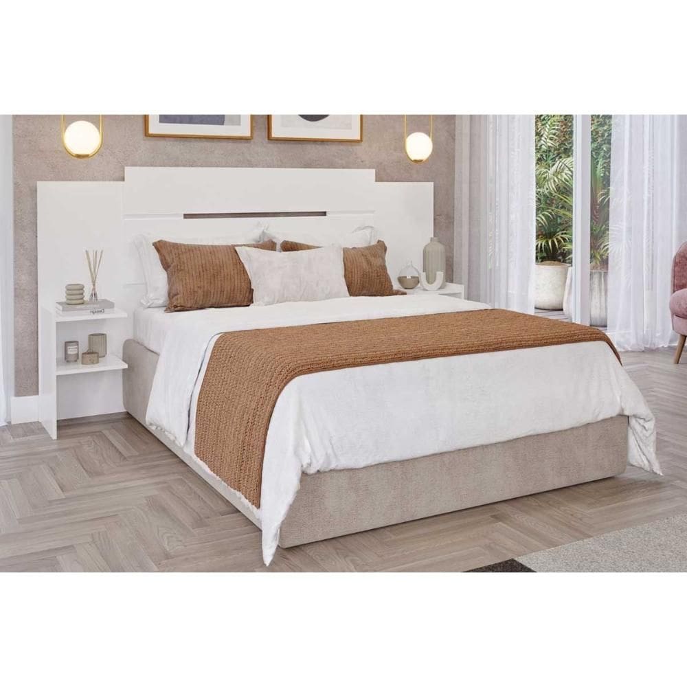 Painel Cama Box Madeirado Solteiro/Casal/Queen Mila Off White - Panan