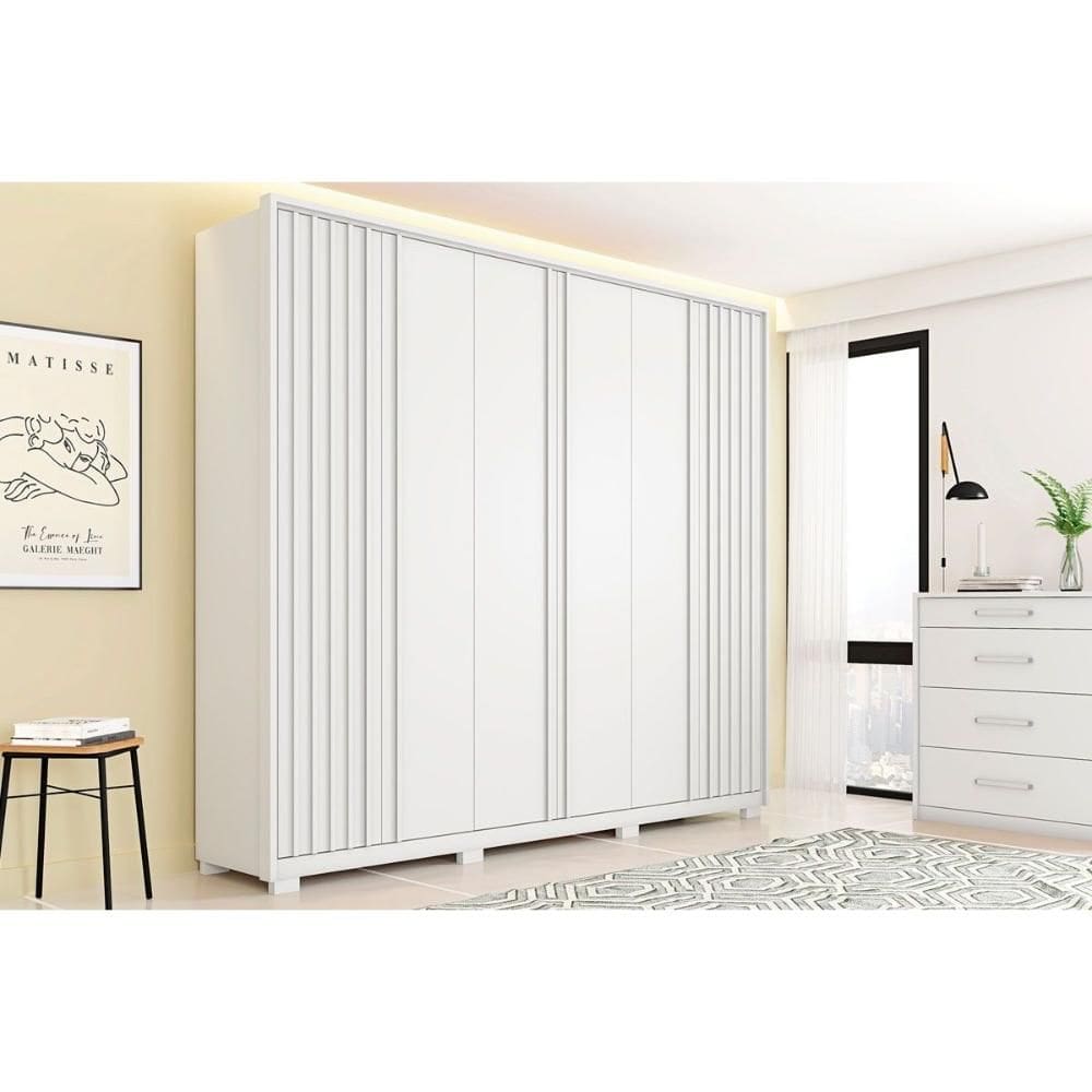 Guarda Roupa 6 Portas e 4 Gavetas Apollo Branco Fosco - Caemmun