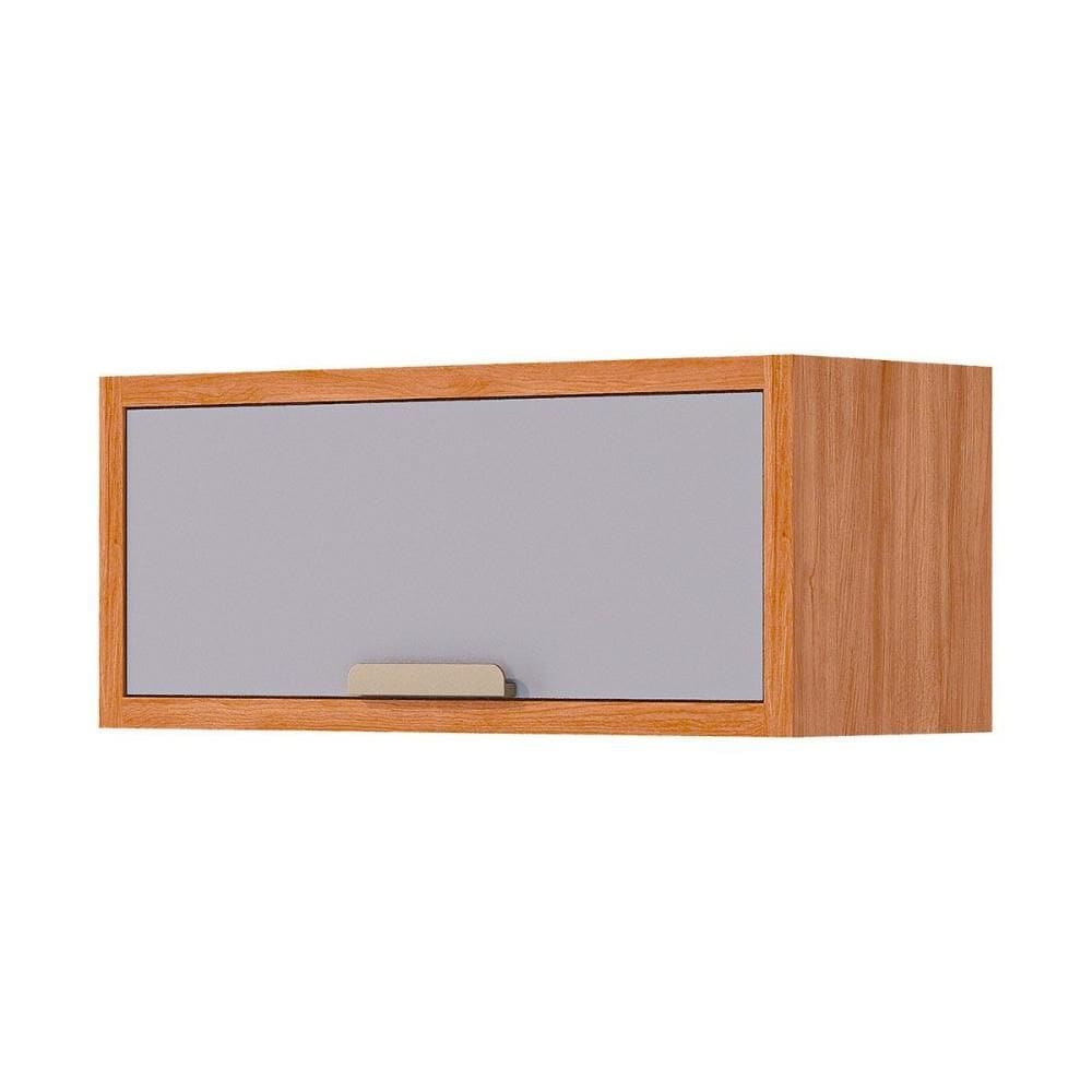 Armário de Geladeira p/ Cozinha Eloise adeira c/ 1 Porta Basculante Riscada 80 cm Cinamomo/Platina - MGM