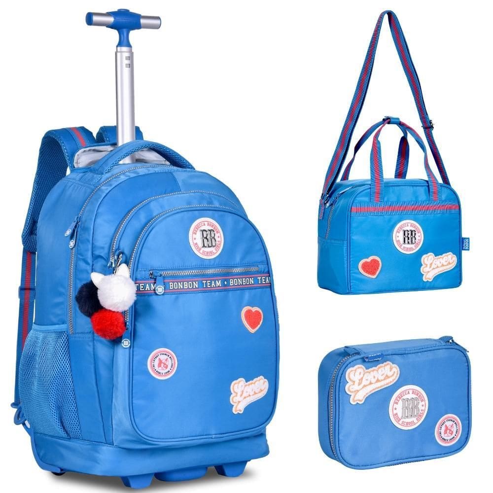 Kit Mochila De Rodinhas Oficial Rebecca Bonbon Rb24008 Azul