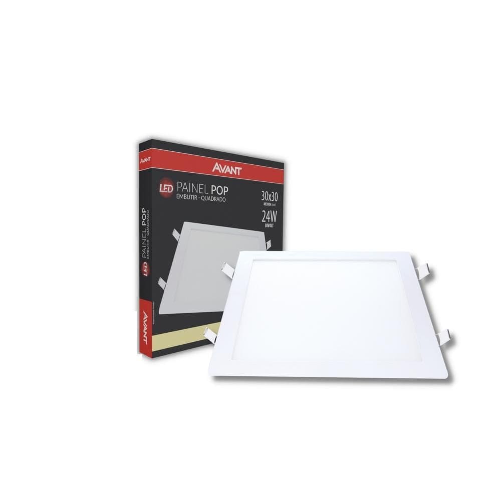 Painel Led POP Embutir Quadrado 24W 4.000K 30x30 Branco - Avant