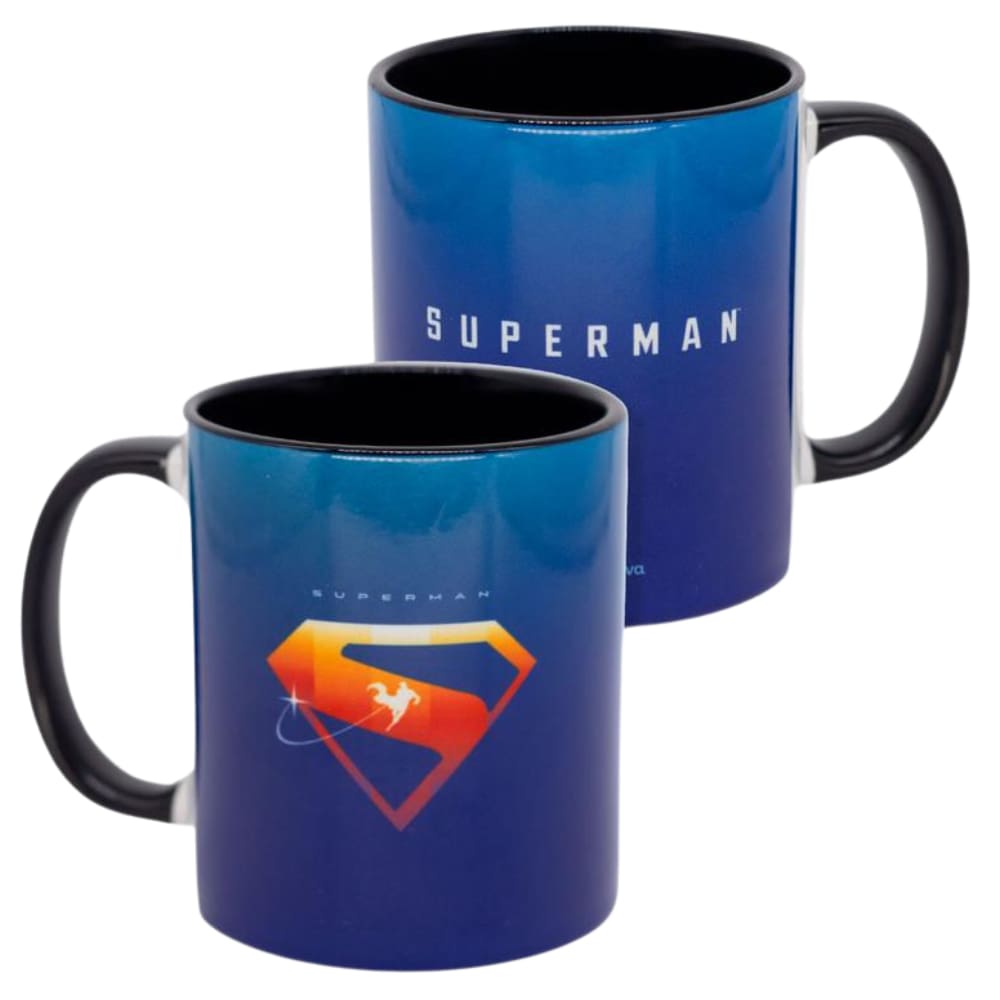 Caneca Superman Porcelana Preta E Azul 350ml Oficial DC