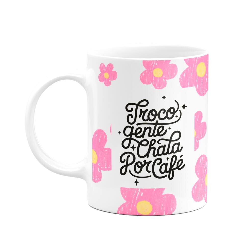 Caneca Divertida - Troco gente chata por café! Copia e cola