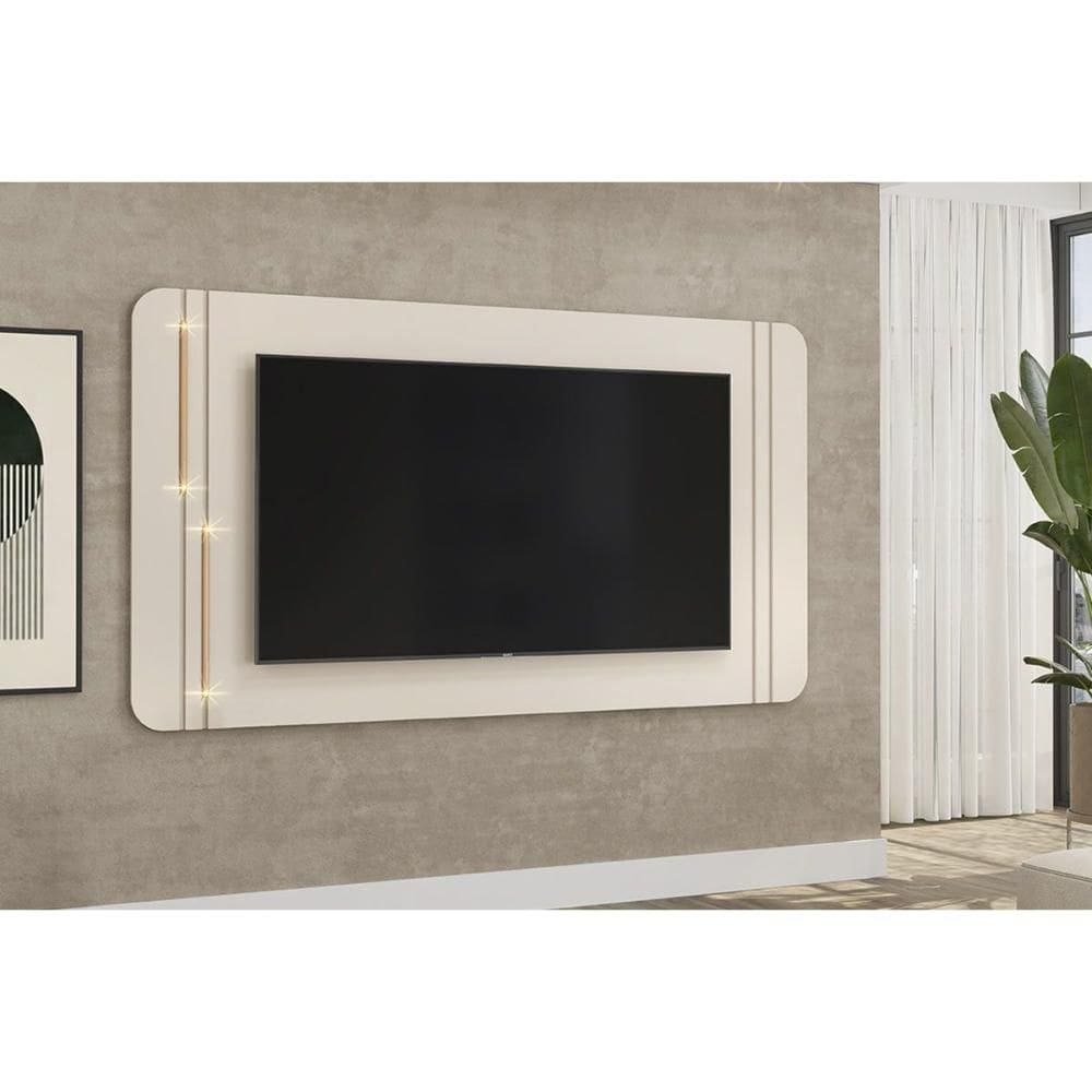 Painel Home p/ TV até 75 Pol Ariana 241x132cm Off White - DJ Móveis