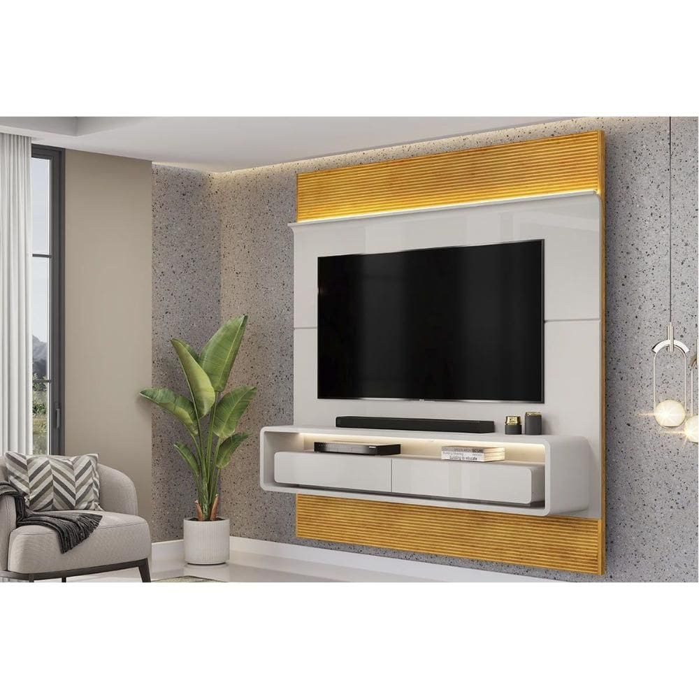 Painel Home p/ TV até 70 Pol Taylor 179x207cm Bali/Cedro - DJ Móveis