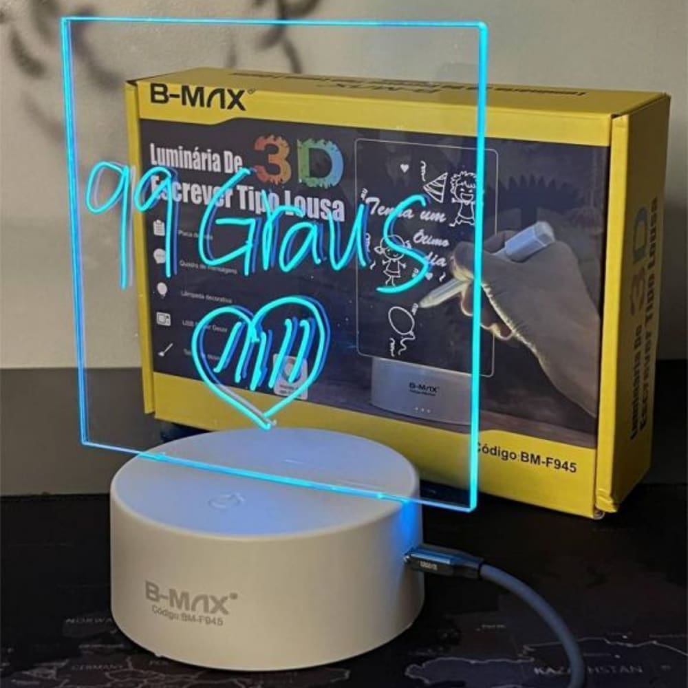 Luminária De Mesa Para Escrever Como Lousa Com Led 7 Cores