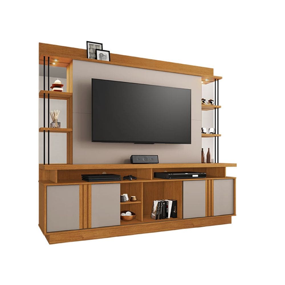 Estante Home para TV até 65 Polegadas Esplendor JCM Móveis Cinamomo/Off