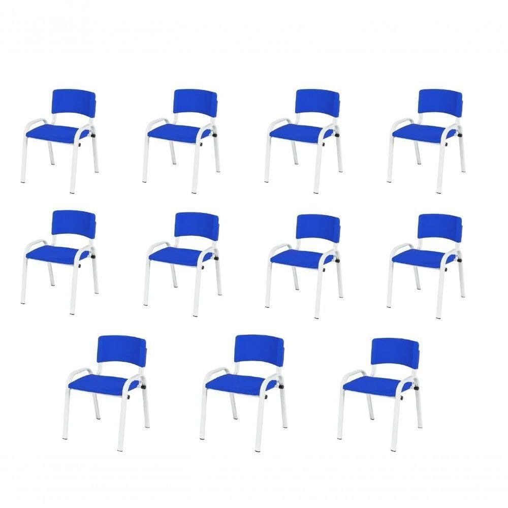 Kit 11 Cadeira Iso Infantil Creche, Escola Base Branco Azul