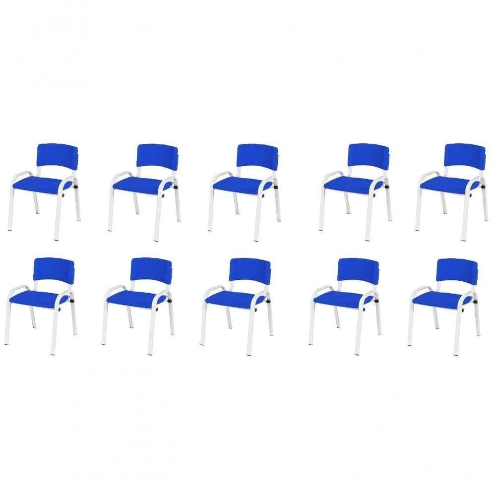 Kit 10 Cadeira Iso Infantil Creche, Escola Base Branco Azul