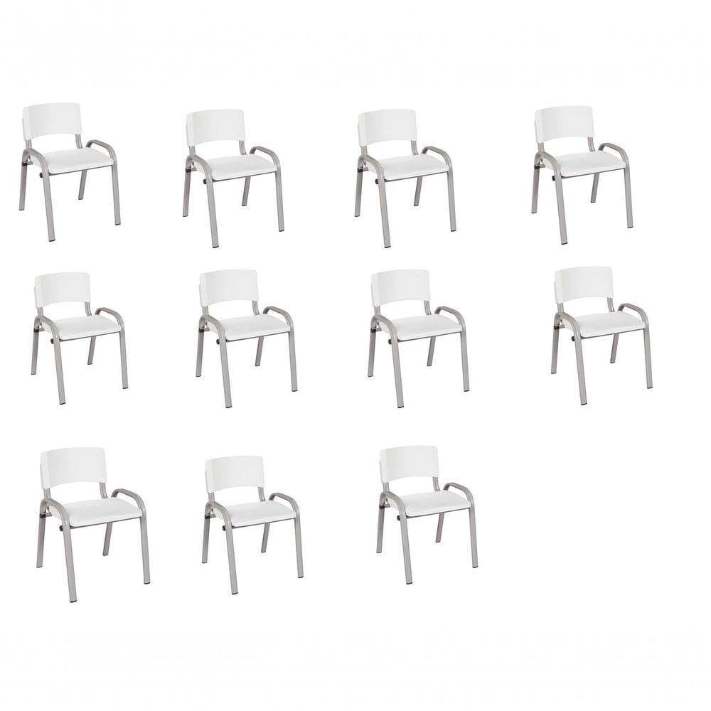 Kit 11 Cadeira Iso Infantil Creche, Escola Base Cinza Branco