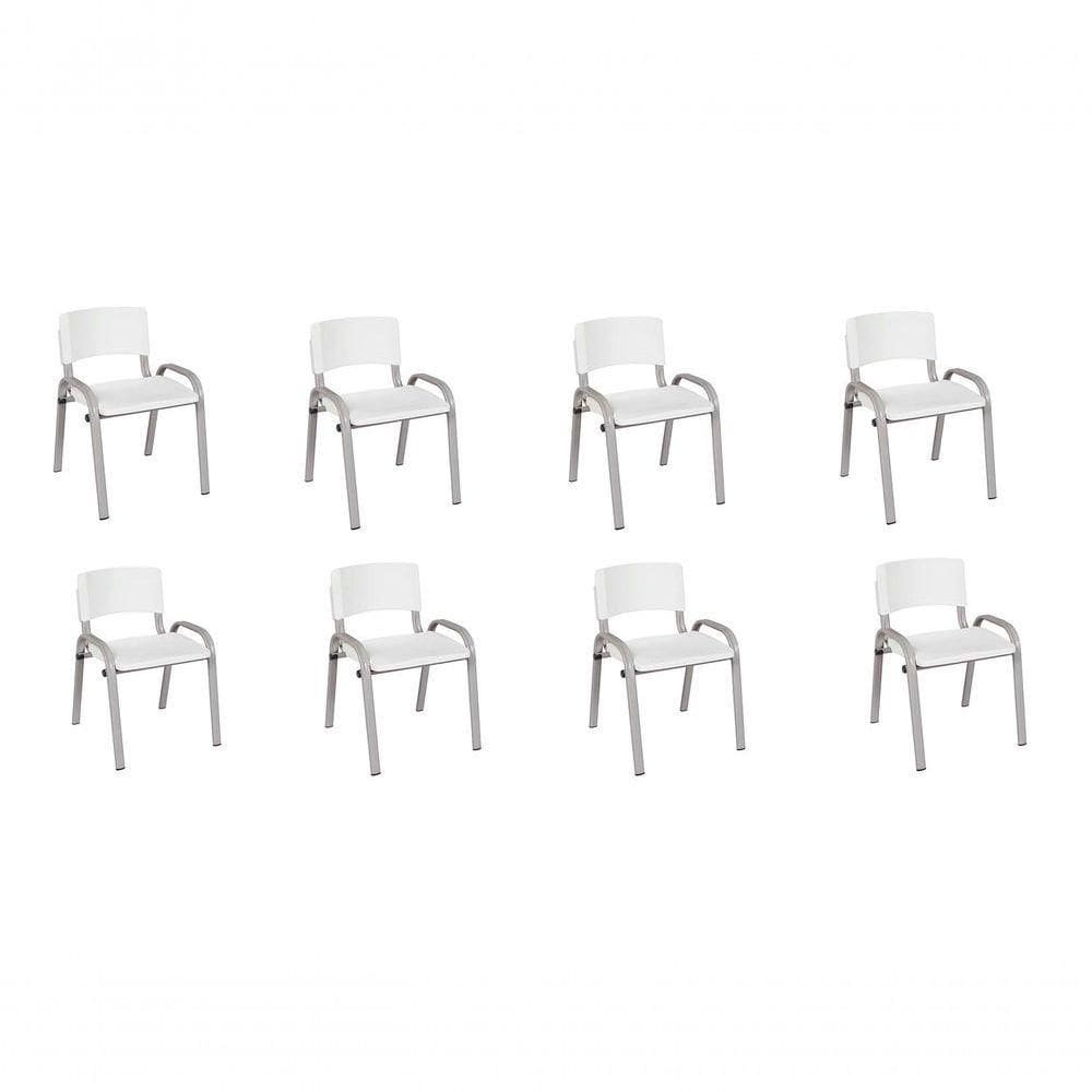 Kit 8 Cadeira Iso Infantil Creche, Escola Base Cinza Branco