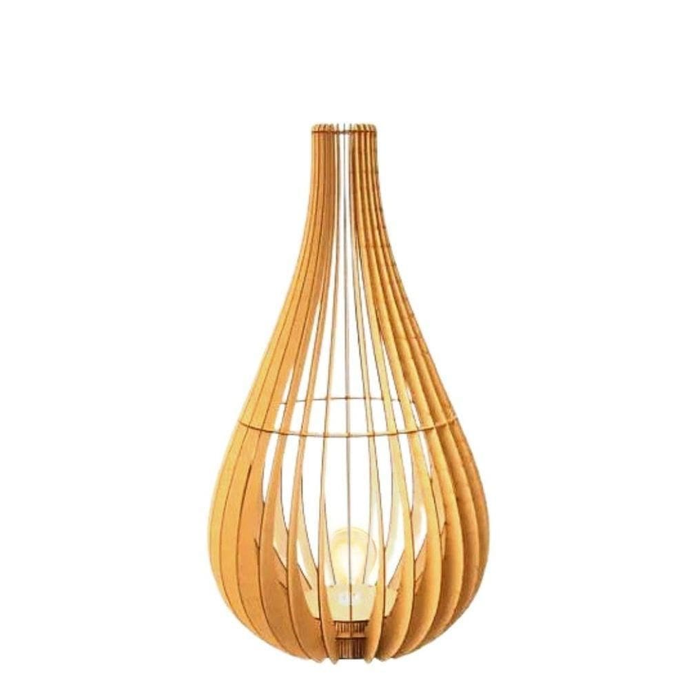 Abajur Grande De Chão Tulipa Mdf Luminária - MDF Cru