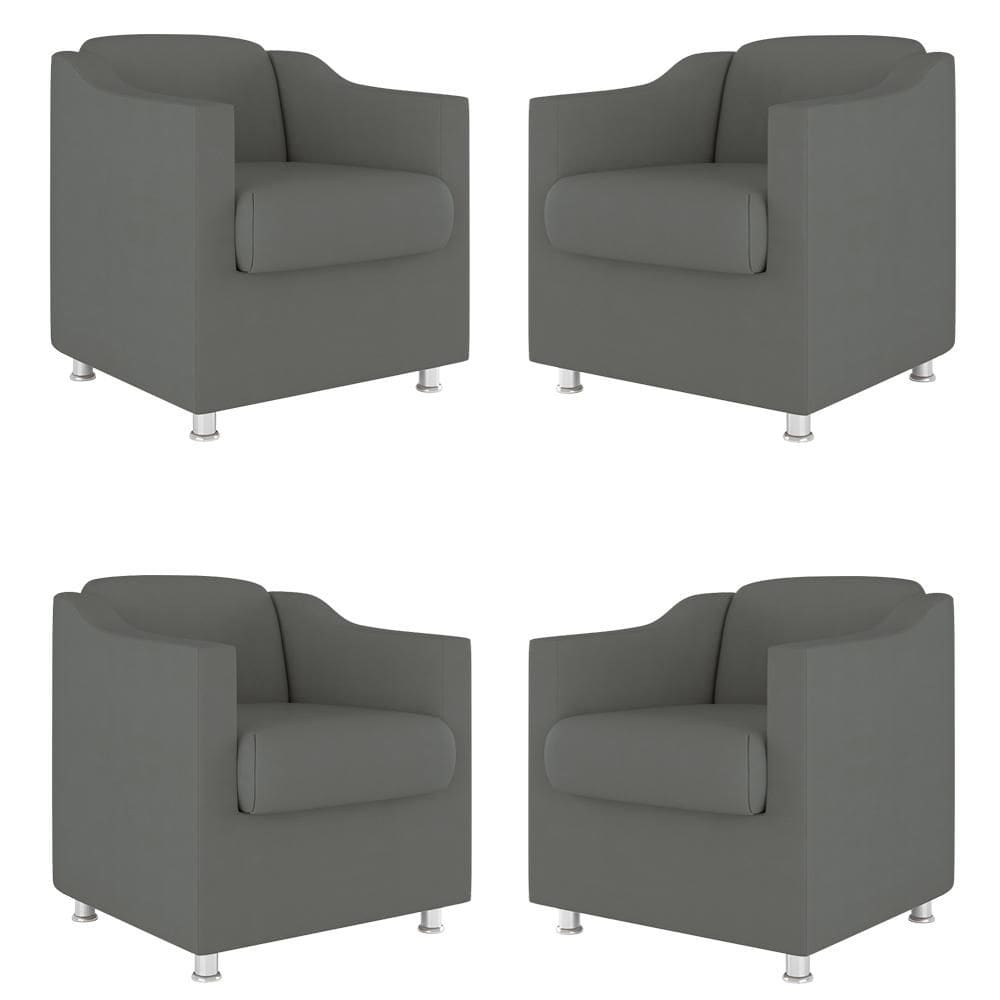 Kit 4 Poltronas Decorativas Tilla Suede